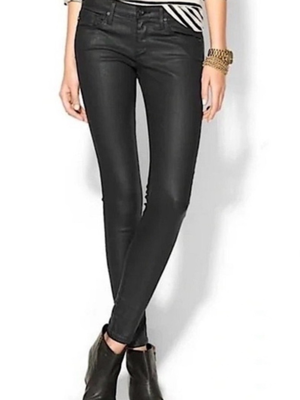 AG the Absolute Legging Coated Black  Skinny Jeans Size 26